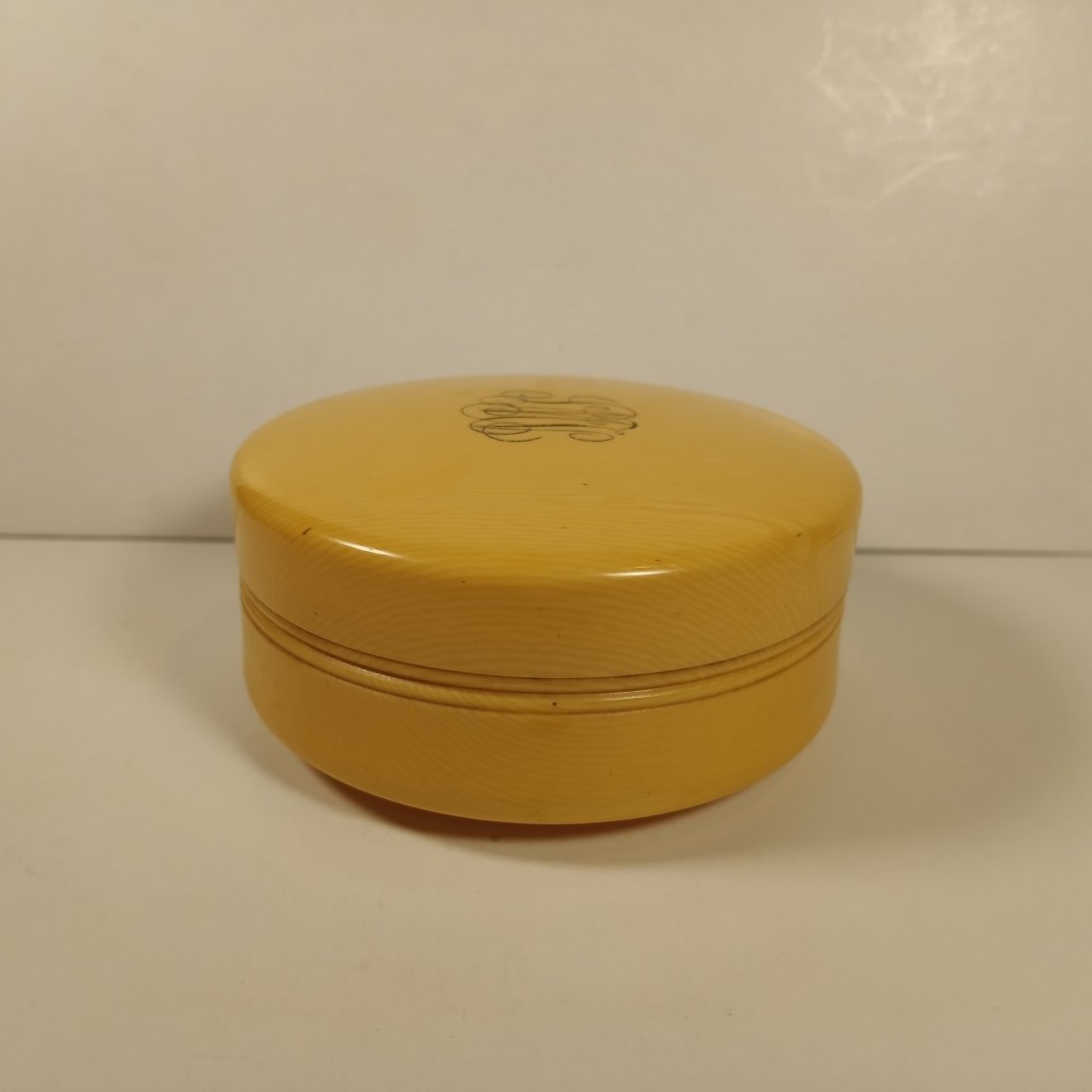 Vintage French Ivory (faux) Celluloid Powder Box (1 of 3)