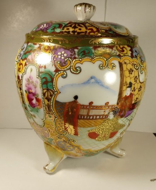 Fine Antique Kutani Porcelain Footed Ginger Jar (1 of 8)