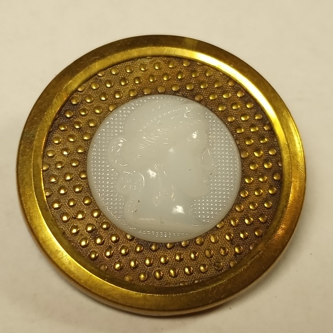 Victorian Antique Cameo Glass Scatter Pin: Pin was converted from a button.
