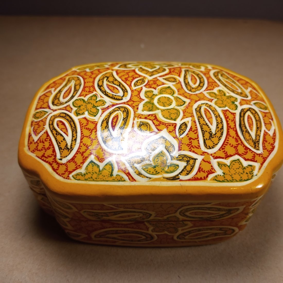 Cute Hand-Painted Lacquer Mache Box (1 of 6)