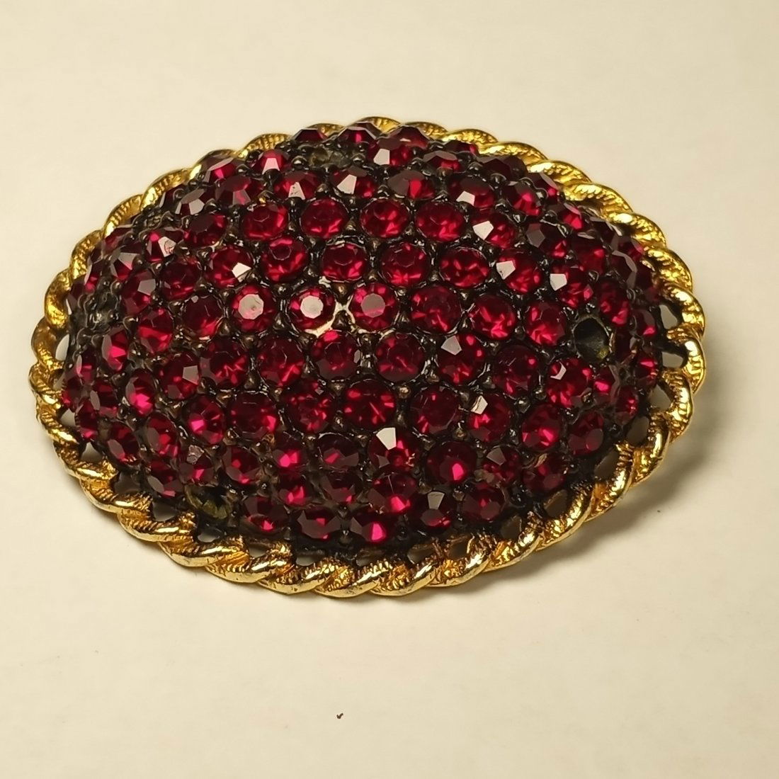 Pretty Vintage Ovoid Pomegranate Bohemian Rhinestones Brooch (1 of 3)