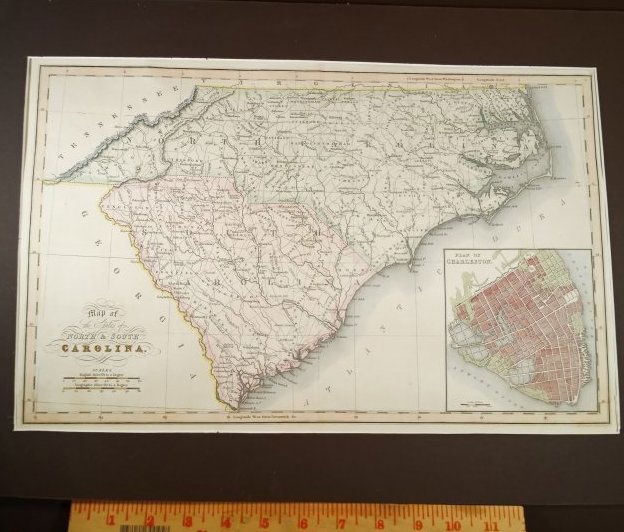 Antique South Carolina Map with  Plan of Charleston (1 of 4)