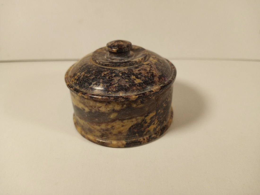 Turned French Marble Lidded Vanity Box (1 of 3)