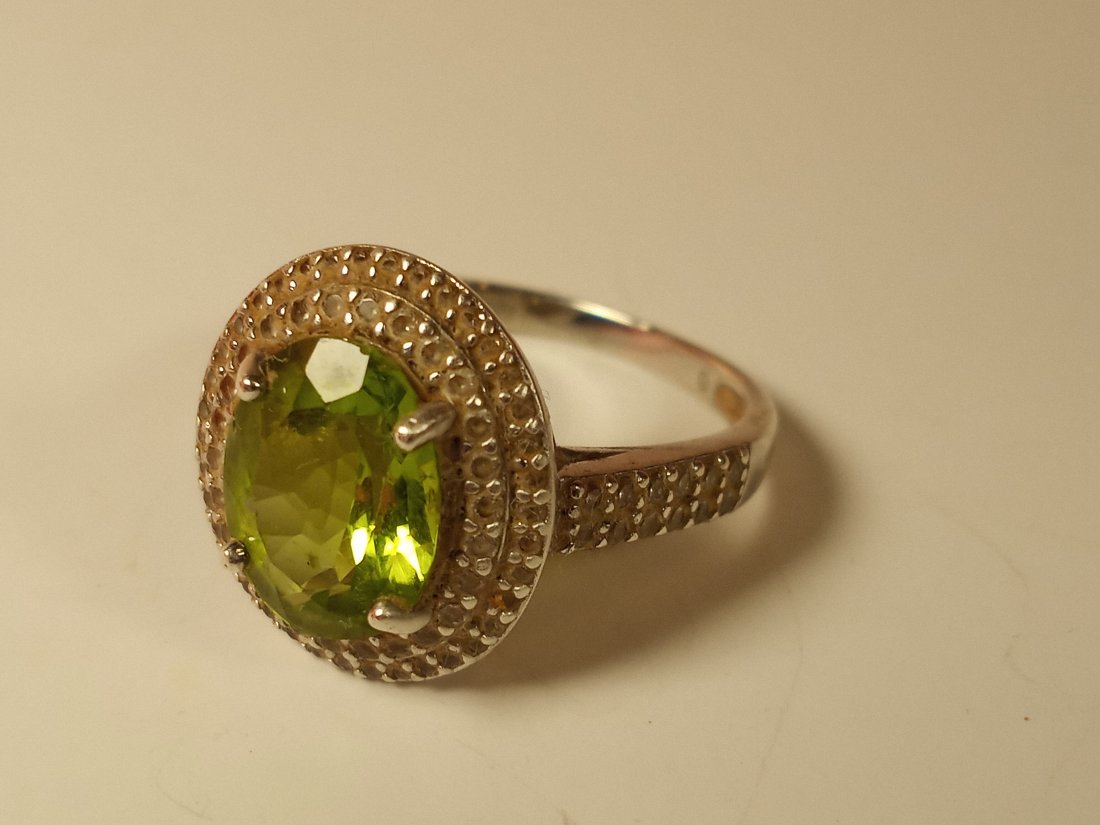 Fine Vintage Chinese Sterling Silver Peridot Cocktail Ring (1 of 3)