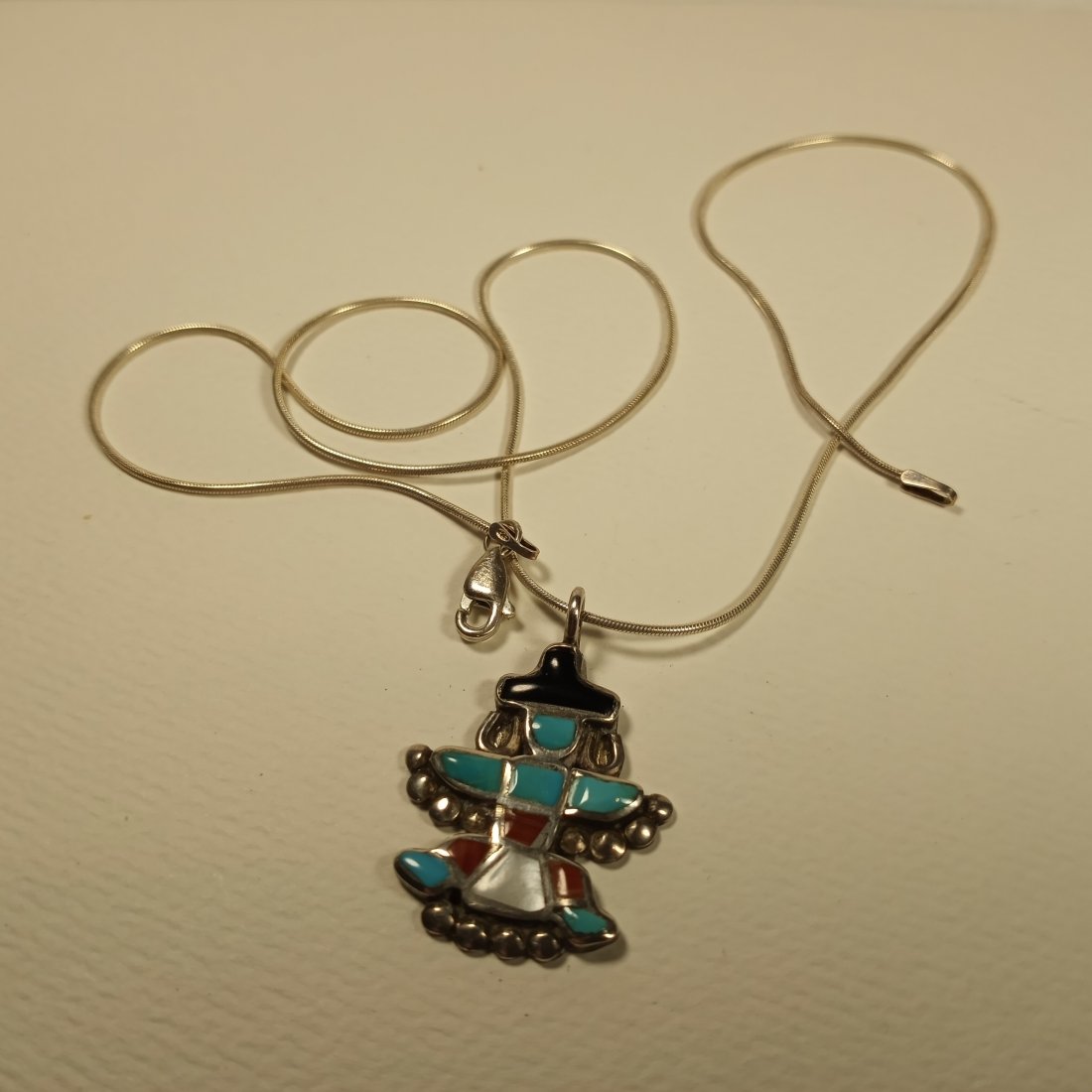 Very Old Native American Zuni Kachina Amulet Silver Necklace Pendant (1 of 4)