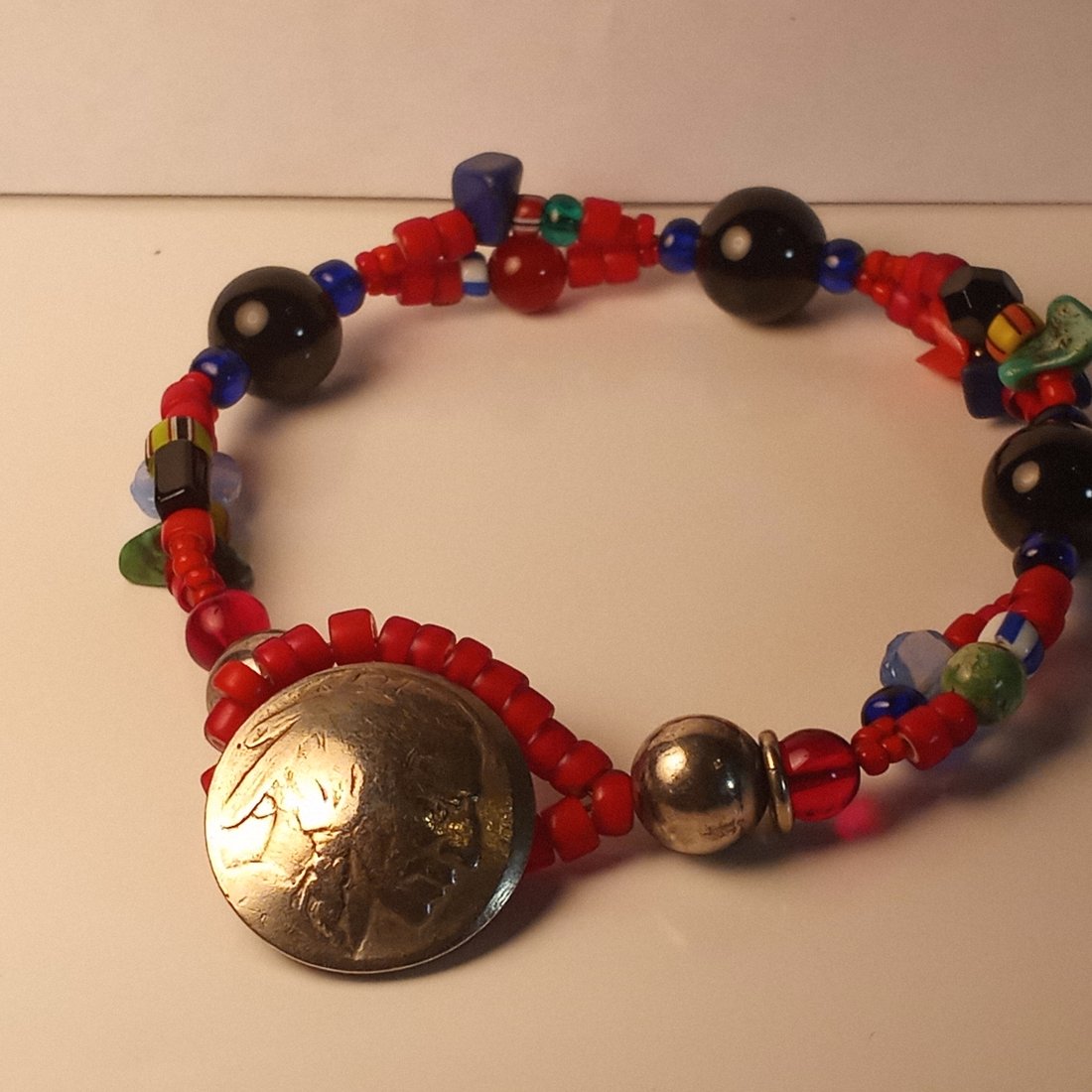 Heishi Beads Bracelet with Buffalo Nickel Closure (1 of 4)