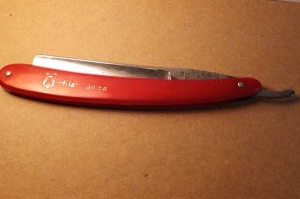 Genuine Vintage Filarmonica Straight Razor Doble Temple Rare Red (1 of 7)