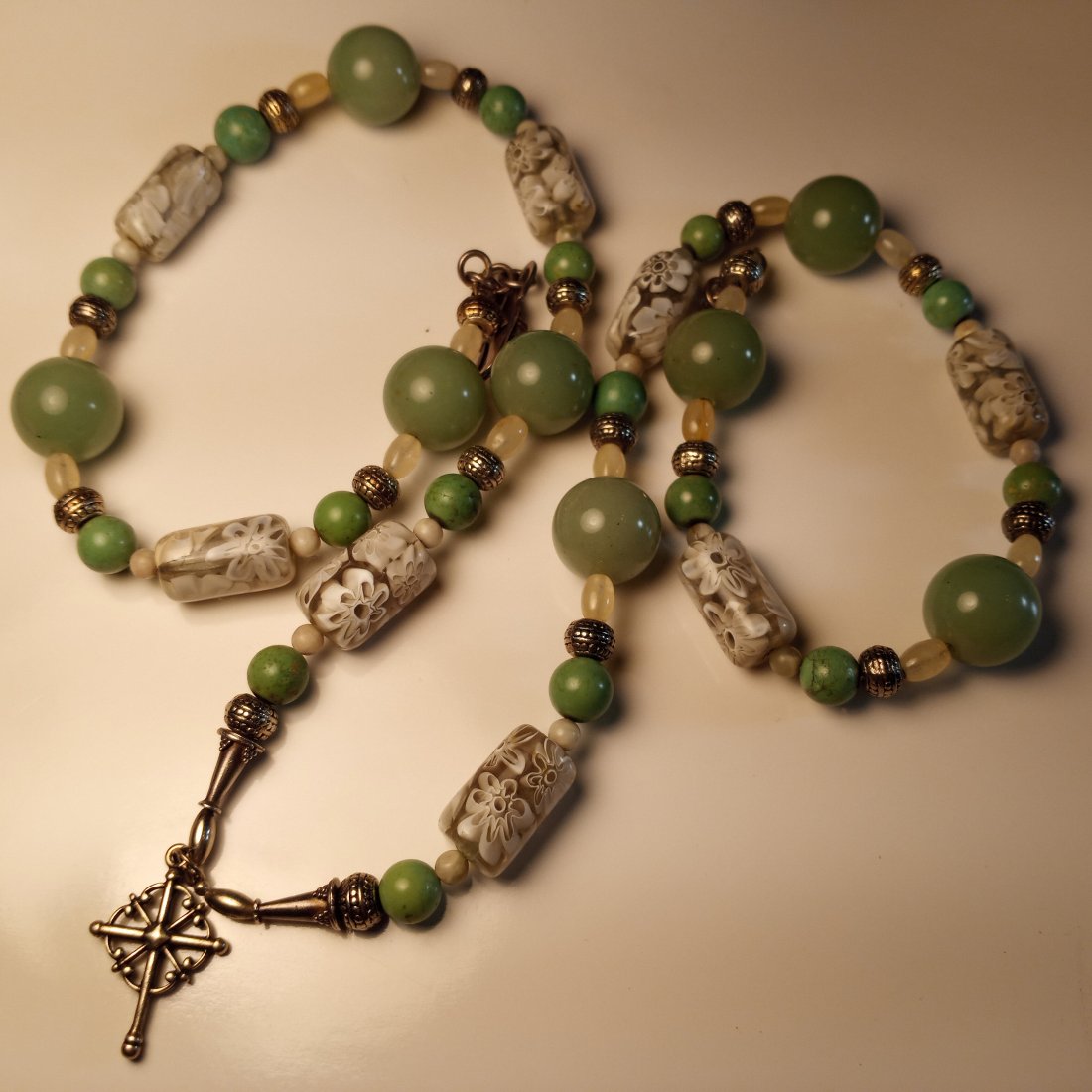 Vintage Unique Aesthetic Art Glass Millefiori & Sterling Silver Necklace: Finely crafted. 26 inches. No issues.