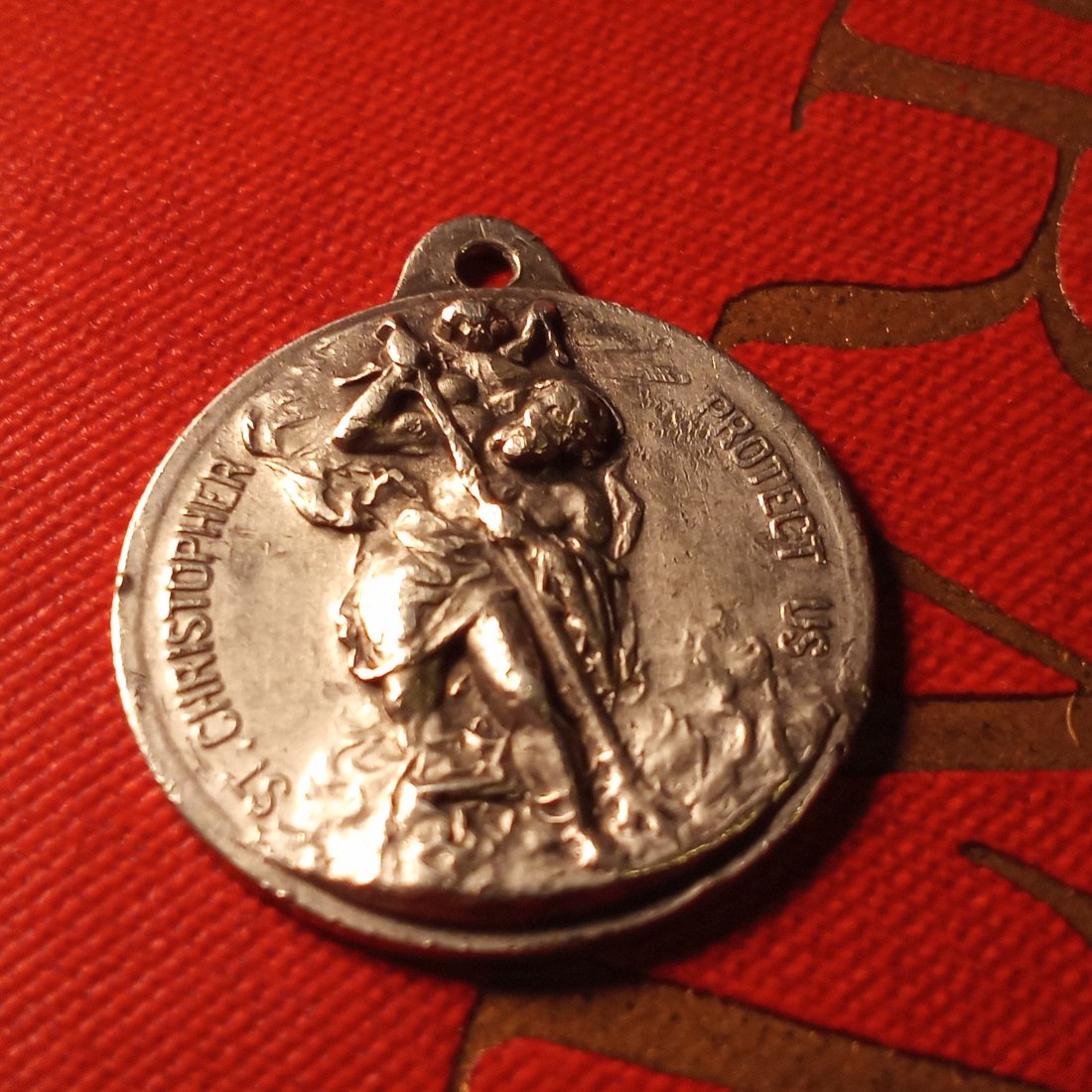 Very Finely Struck High Relief  Antique Sterling Silver St Christopher Charm or Pendant (1 of 2)