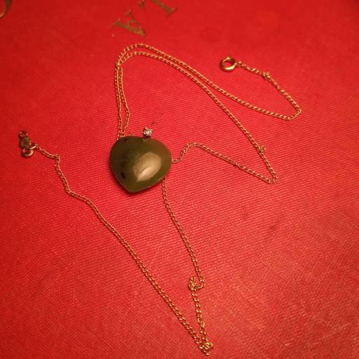 Petite Spinach Jade Heart Pendant And 14 Karat Gold Necklace