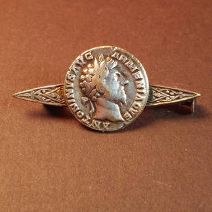Coin Pin: Antique pin. Antoninus. Armenian regent. Roman.