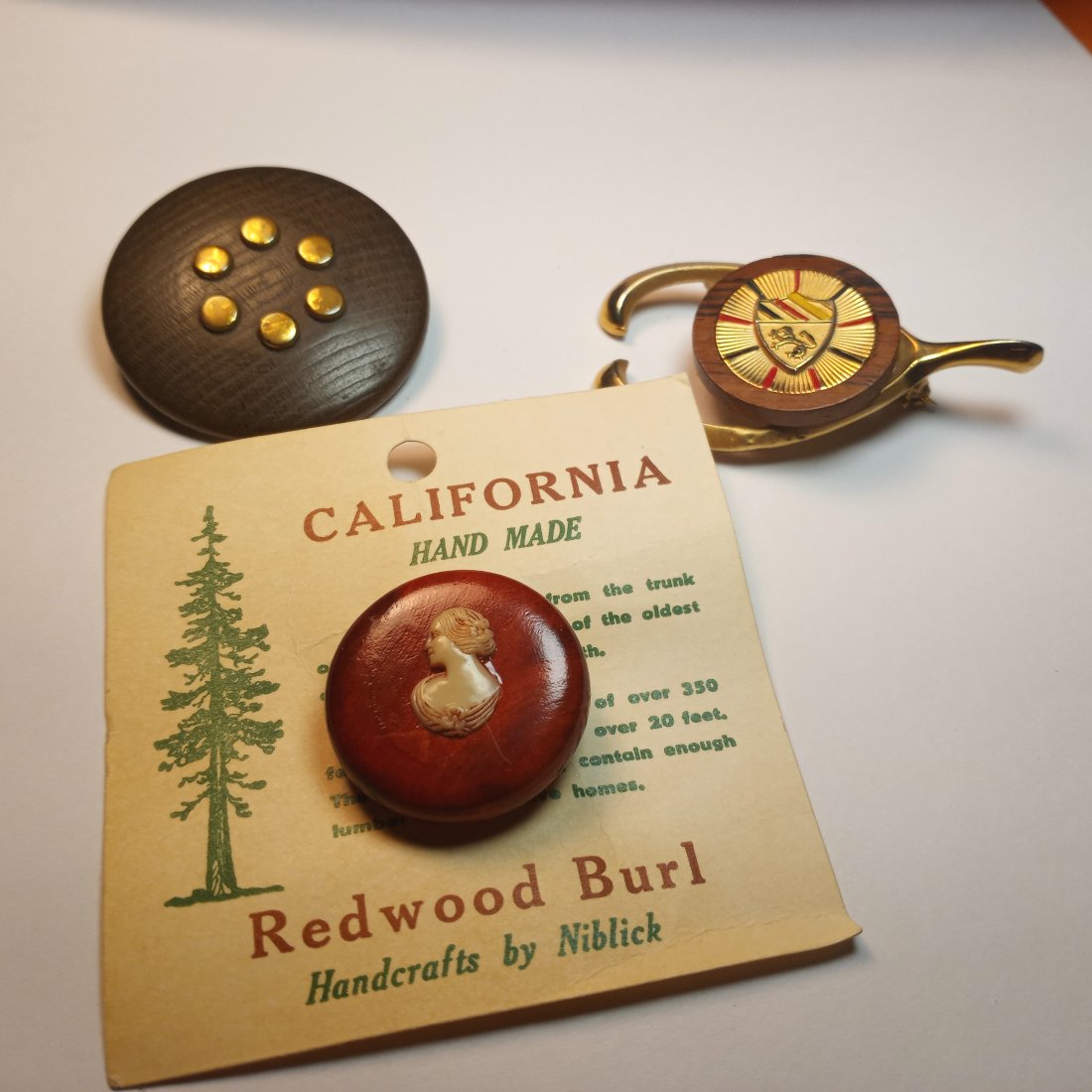 Wooden Pins: Gold one is a Kramer piece.