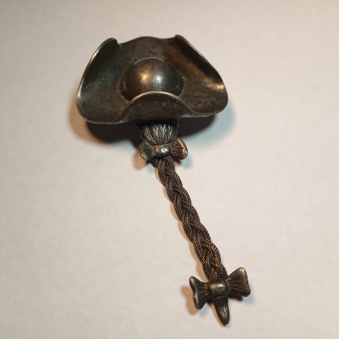 Gorgeous Vintage Pewter Brooch Hat with Ponytail: Unique attractive design. One of a kind. Sturdy.