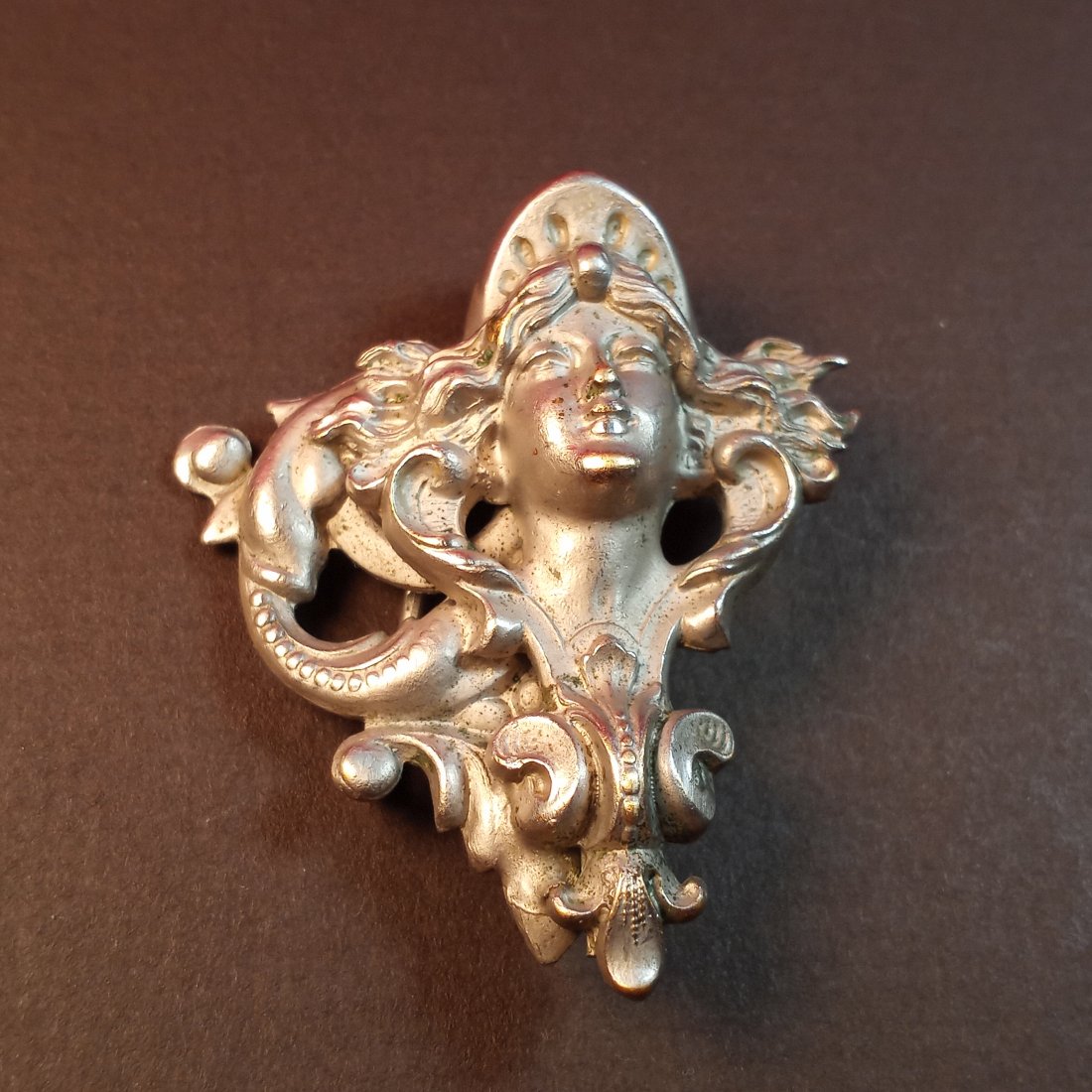 Antique ca 1900 Lady Liberty Buckle: Genuine period piece. Art nouveau in style.