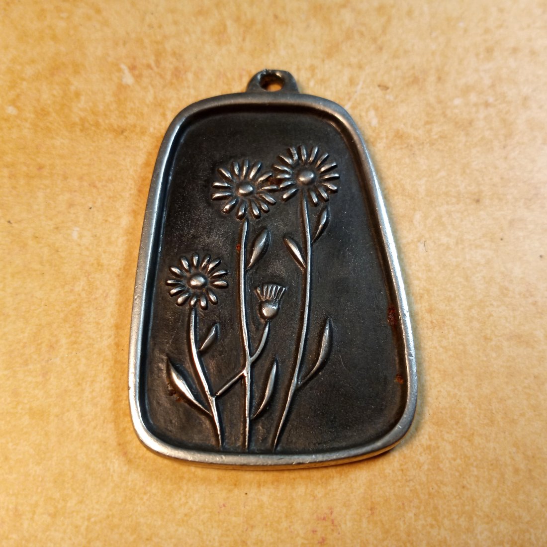 Vintage 1950's Roland Landerholm Swedish Pewter Necklace Pendant: Hand signed by the designer. Landerholm jewelry was produced 1950's to 1970's. This is a rather early piece. Most Landerholm pieces are stamped, not personally signed. 'Tenn' or tin, is the name for w