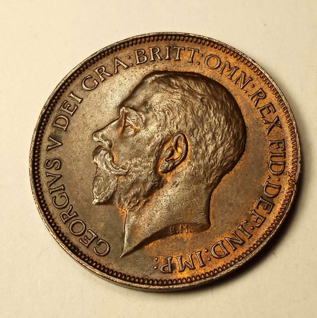 Fine British Antique Large Penny Coin: 1912.