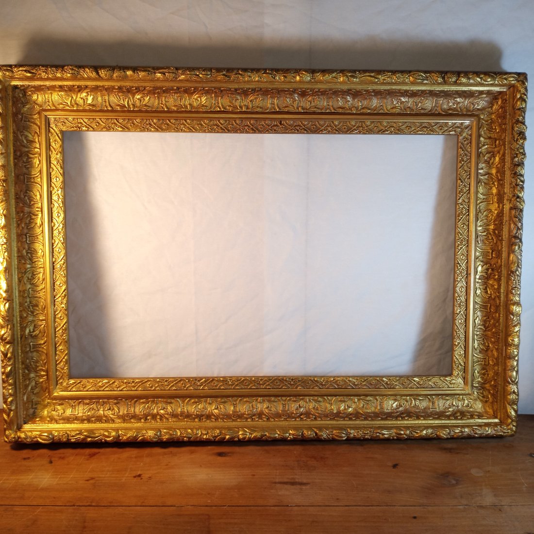 Beautiful Antique 1850 Gesso Frame: Very old frame. Has been repaired, touched up through the years. Outside dimensions are 27 1/4 x 19 1/4 inches. Rabett is 18 1/4 x 14 1/4. Thanks for your interest. Ships via Franckearth $31.