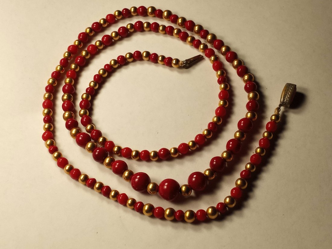 Fire Engine Red Vintage Bohemian Necklace (1 of 6)