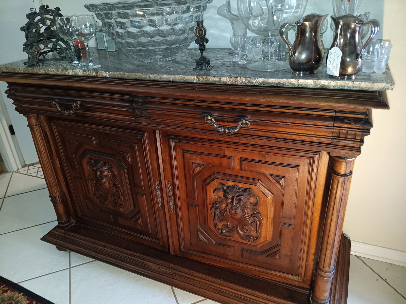 Circa 1800 Large Henry II French Walnut Credenza (1 of 2)