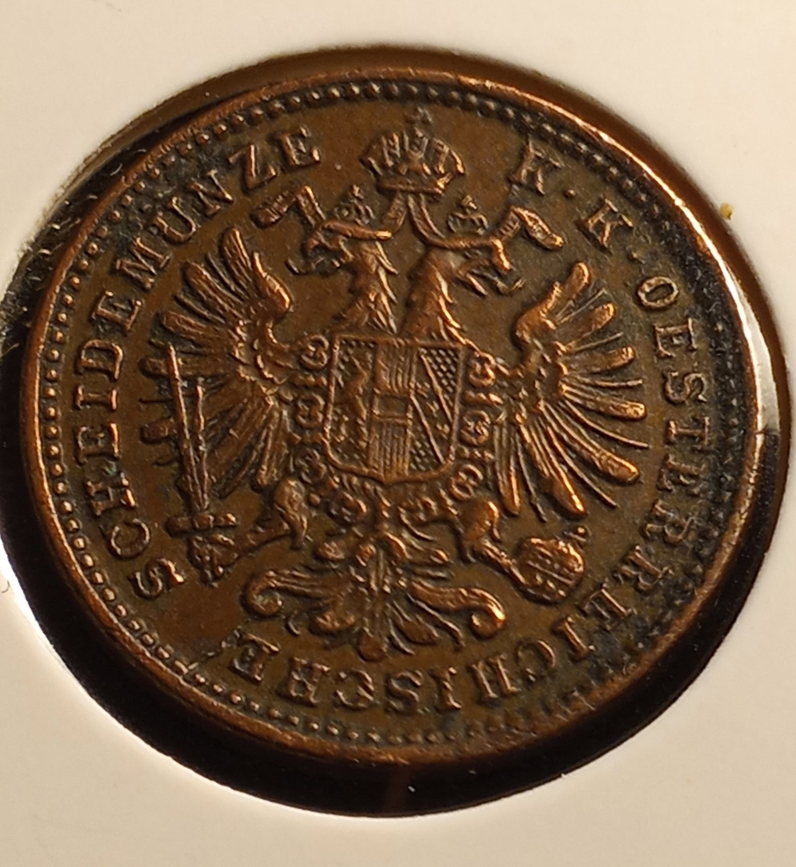 1885 Austria Empire Copper Coin Kreuzer (Cruiser): Fine coin. The Kreuzer was accepted in all German-speaking lands and in Hungary. Austrian coins are well considered among numismatics.