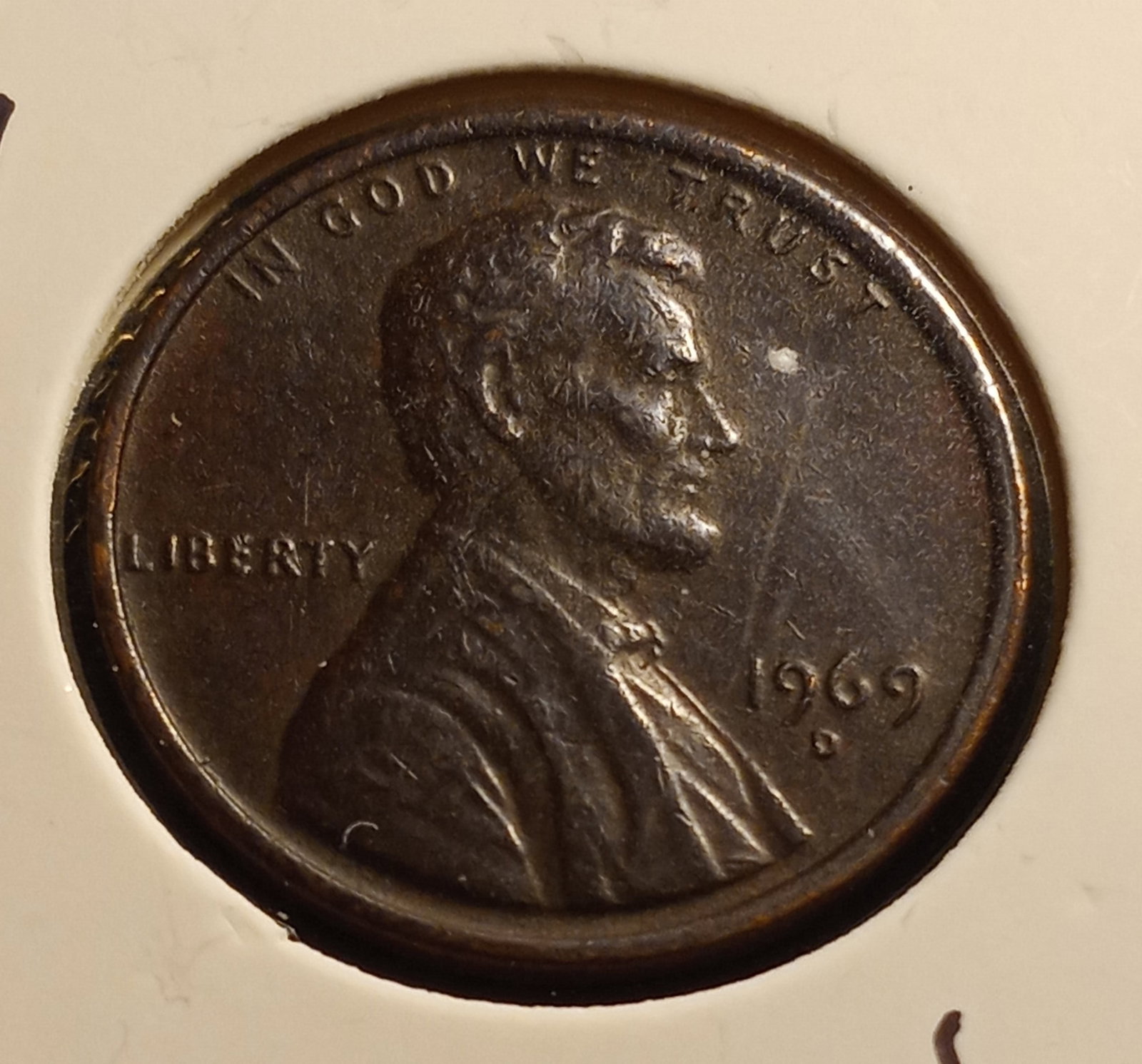 1969 D Lincoln Copper Penny Brown: Brown.