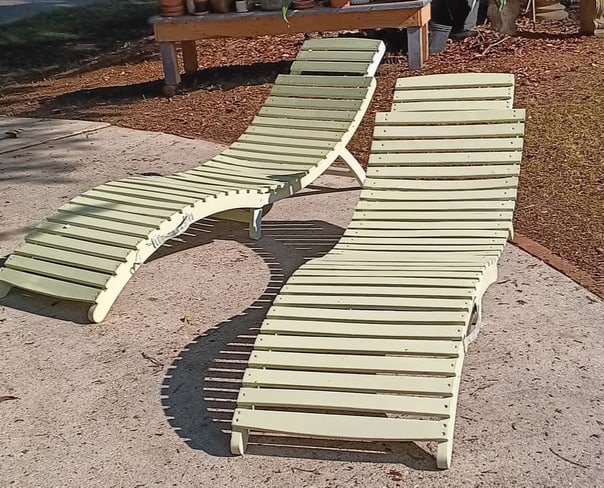 Pair of Collapsible Whole Wood Beach Loungers (1 of 3)