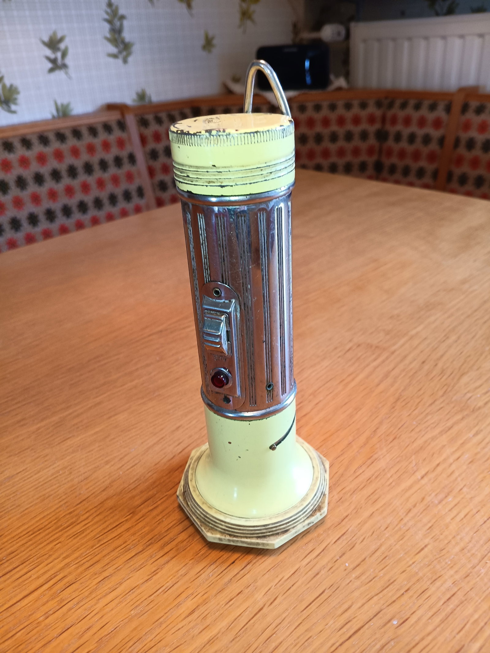 1950's Vintage D Cell Flashlight Varta Germany: Chrome and hardened resin exterior. Copper interior. Works fine.