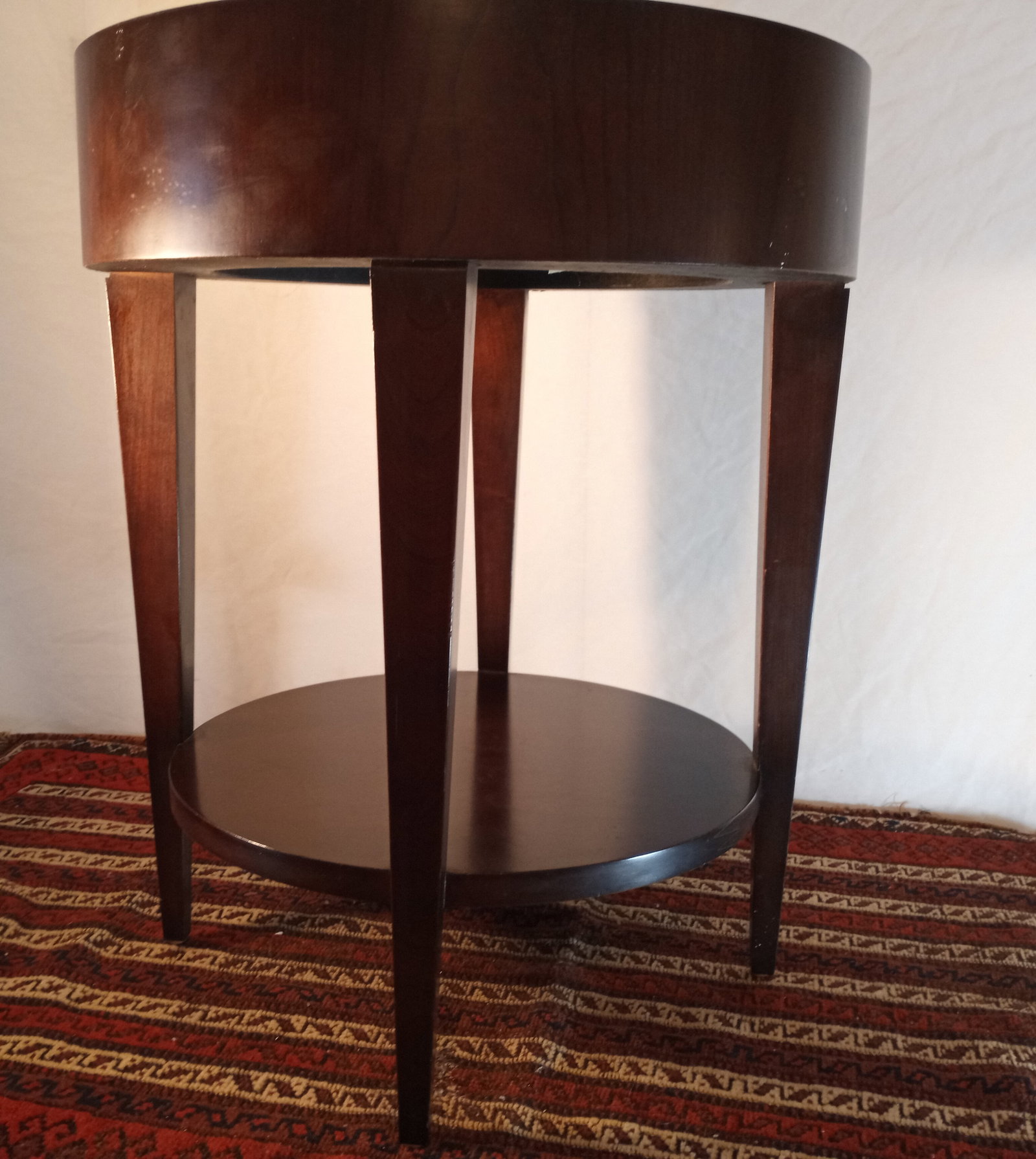 Deco Style Modern Lacquered Lamp / Side Table Whole Wood: Mahogany finish. Sturdy.