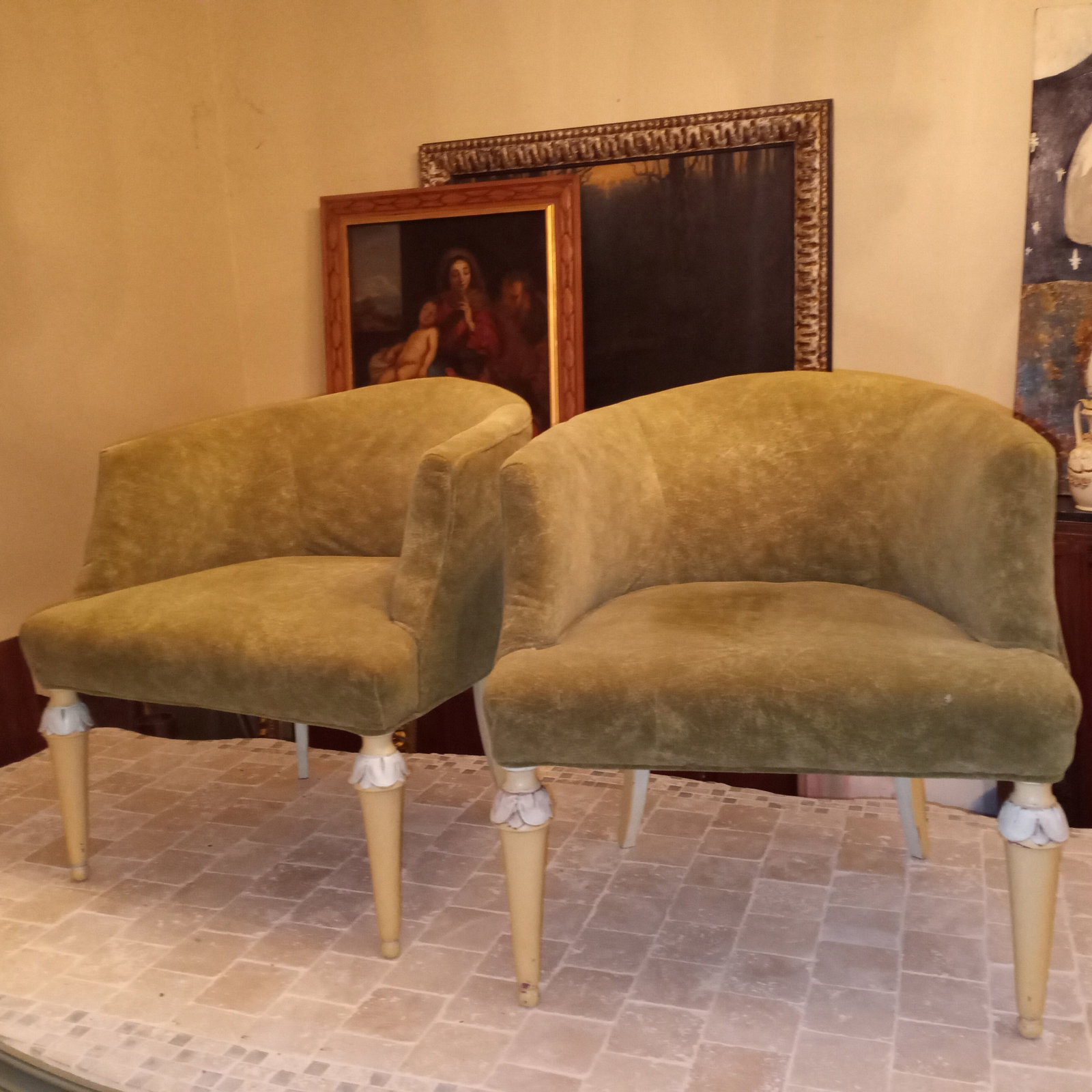 Pair of 1939;s Italian Art Deco Upholstered Chairs (1 of 4)