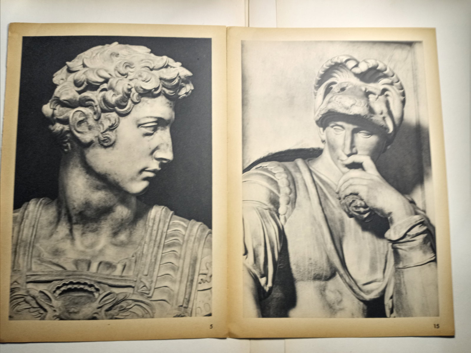 Pair Sepia Prints Michelango de Medici Chapel Sculptures 1951 (1 of 9)
