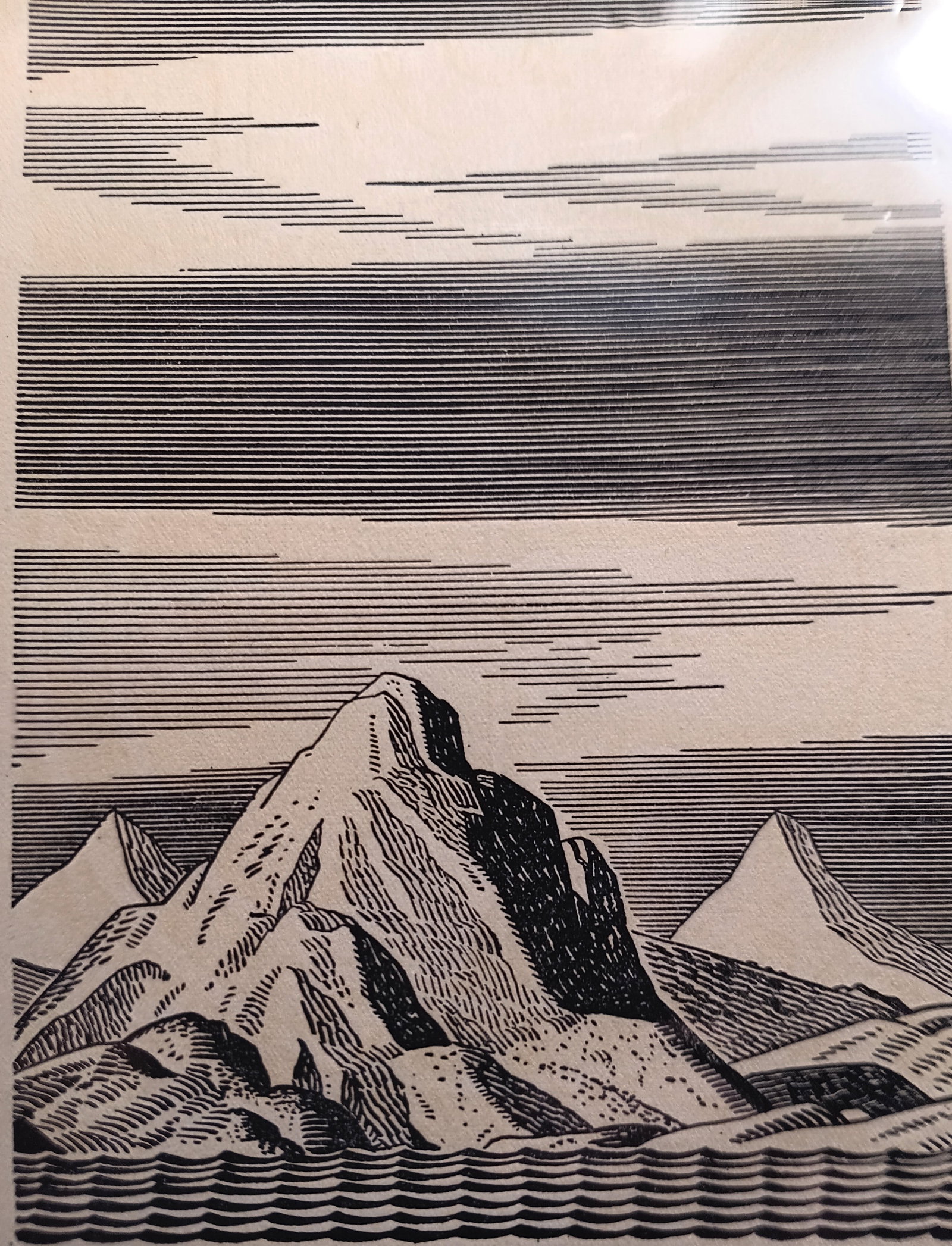 1920's Rockwell Kent Woodcut Art Deco / Cubism Era: Book plate. Measures 8 1/2 x 6 1/2.