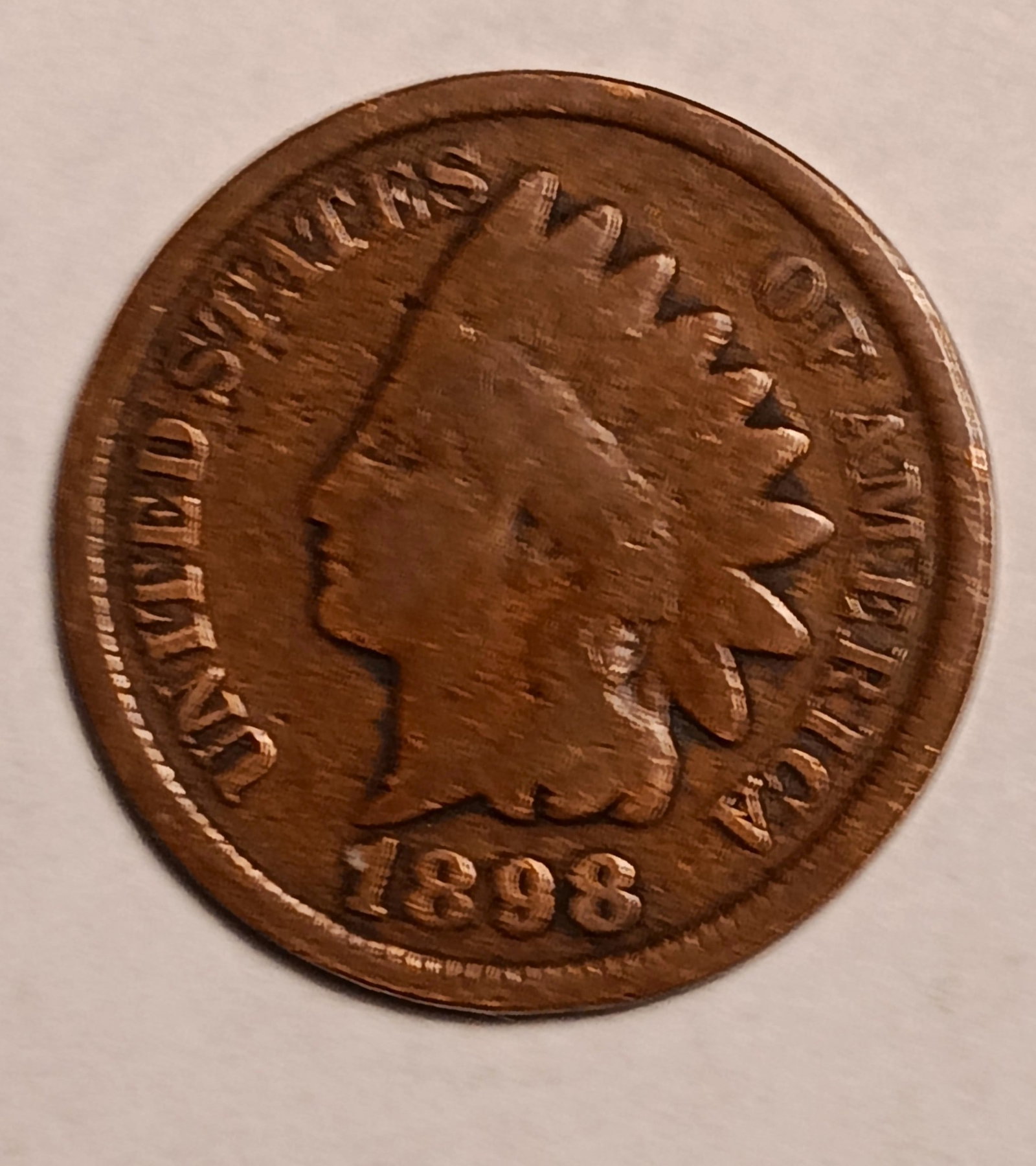 1898 Indian Chieftan Head Copper Penny (1 of 2)
