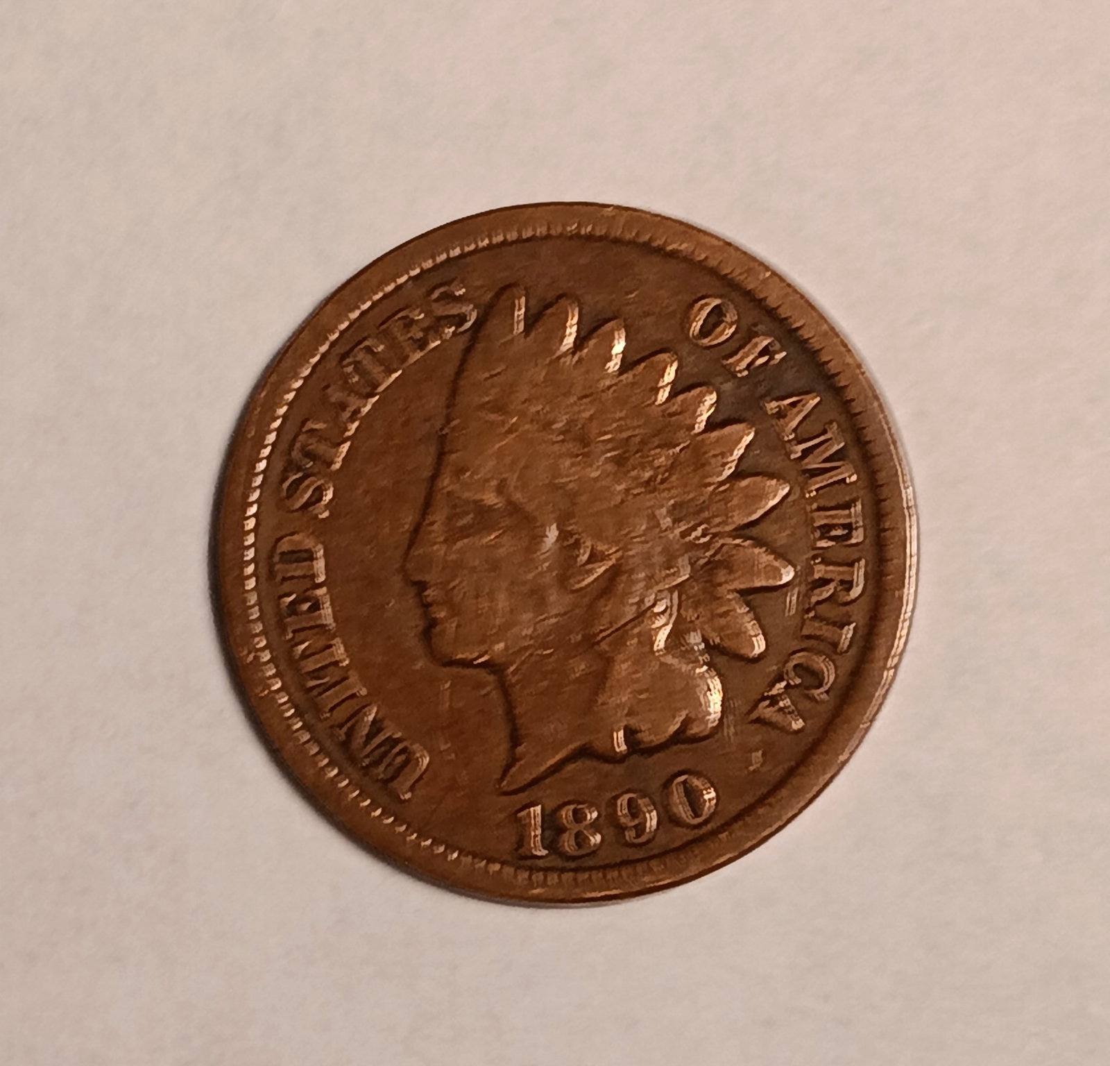 1890 Indian Chieftan Head Penny: Good coin.
