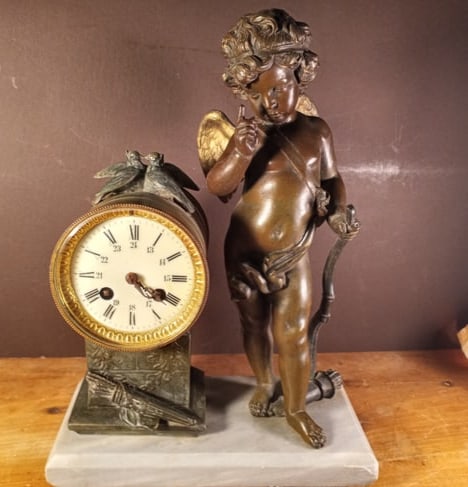 Beautiful Antique French Clock Cupid & Birds (1 of 12)
