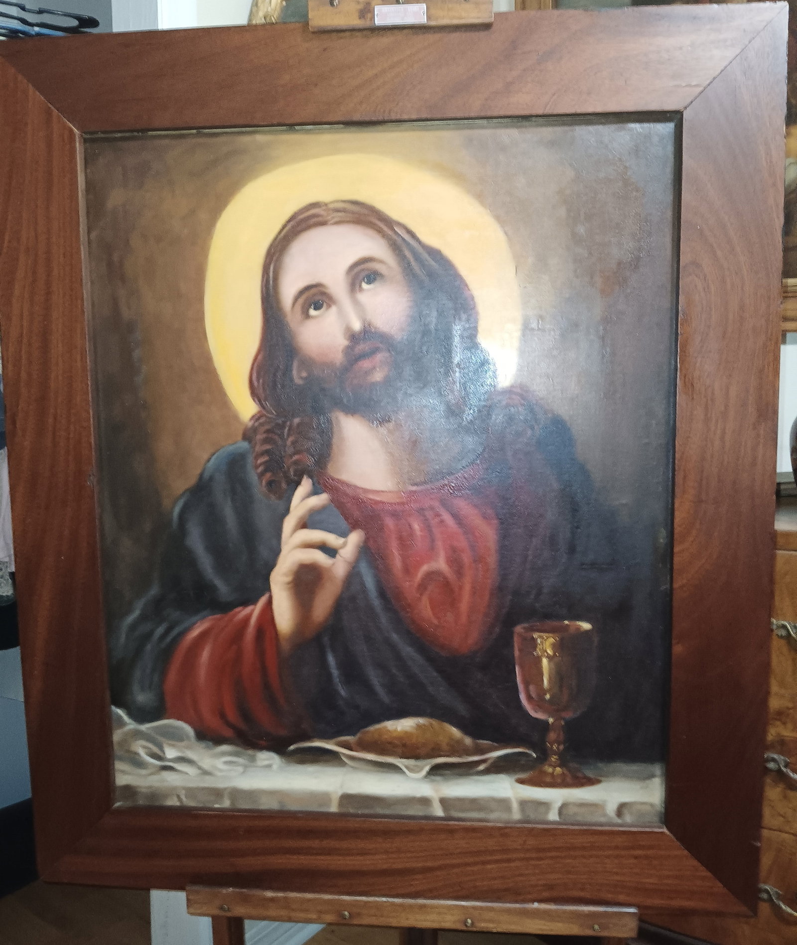 Antique Large Italian / Sicilian Oil Painting Last Supper: Beautiful original painting. Has had considerable restoration.