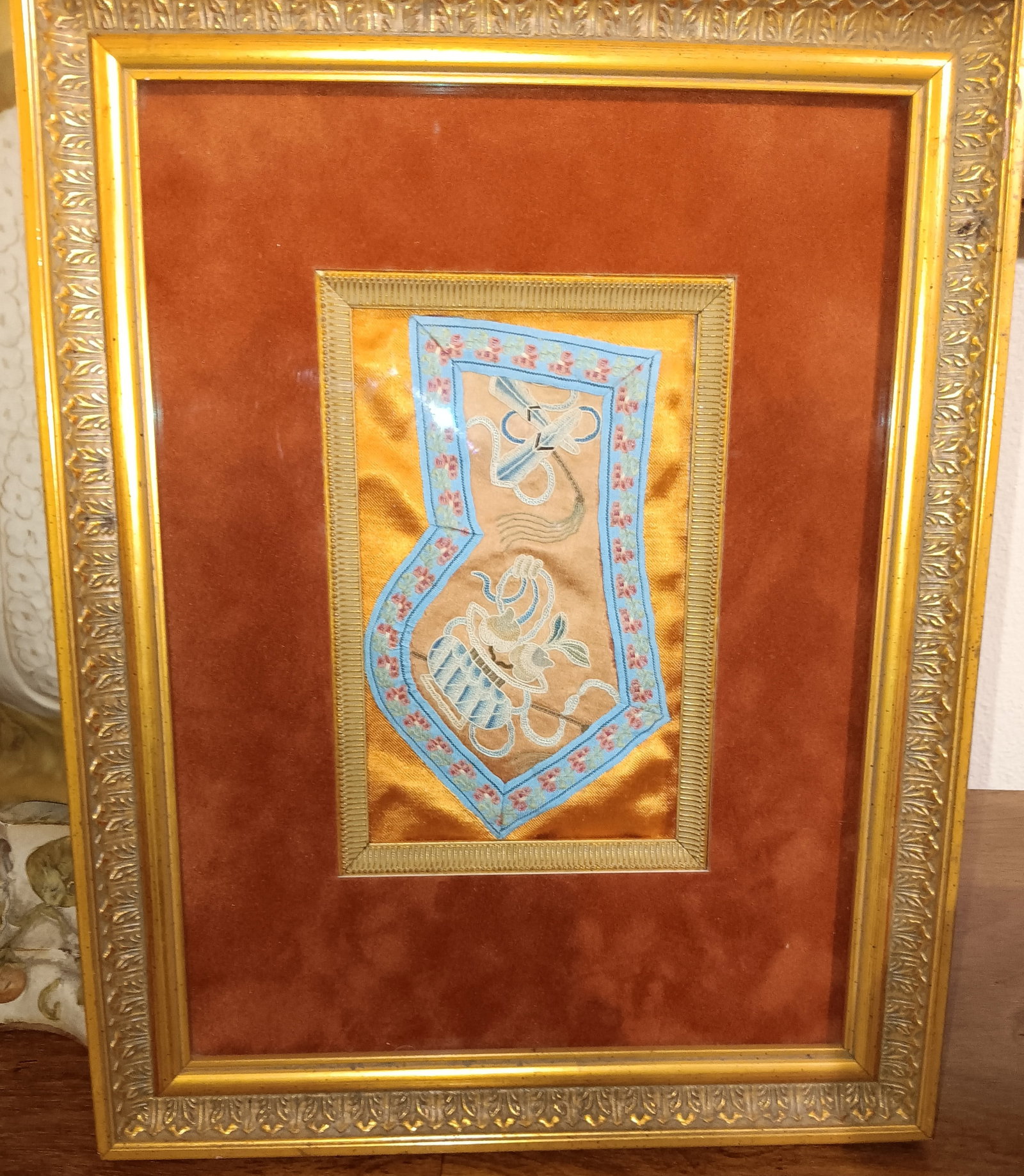 Antique Framed Chinese Sample of 'Forbidden Stitch' (1 of 7)