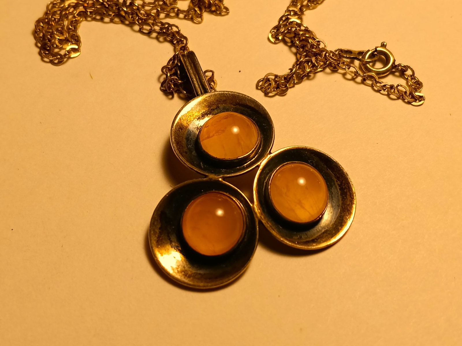 Unique Attractive Vintage Sterling Silver & Rose Quartz Pendant Necklace (1 of 4)