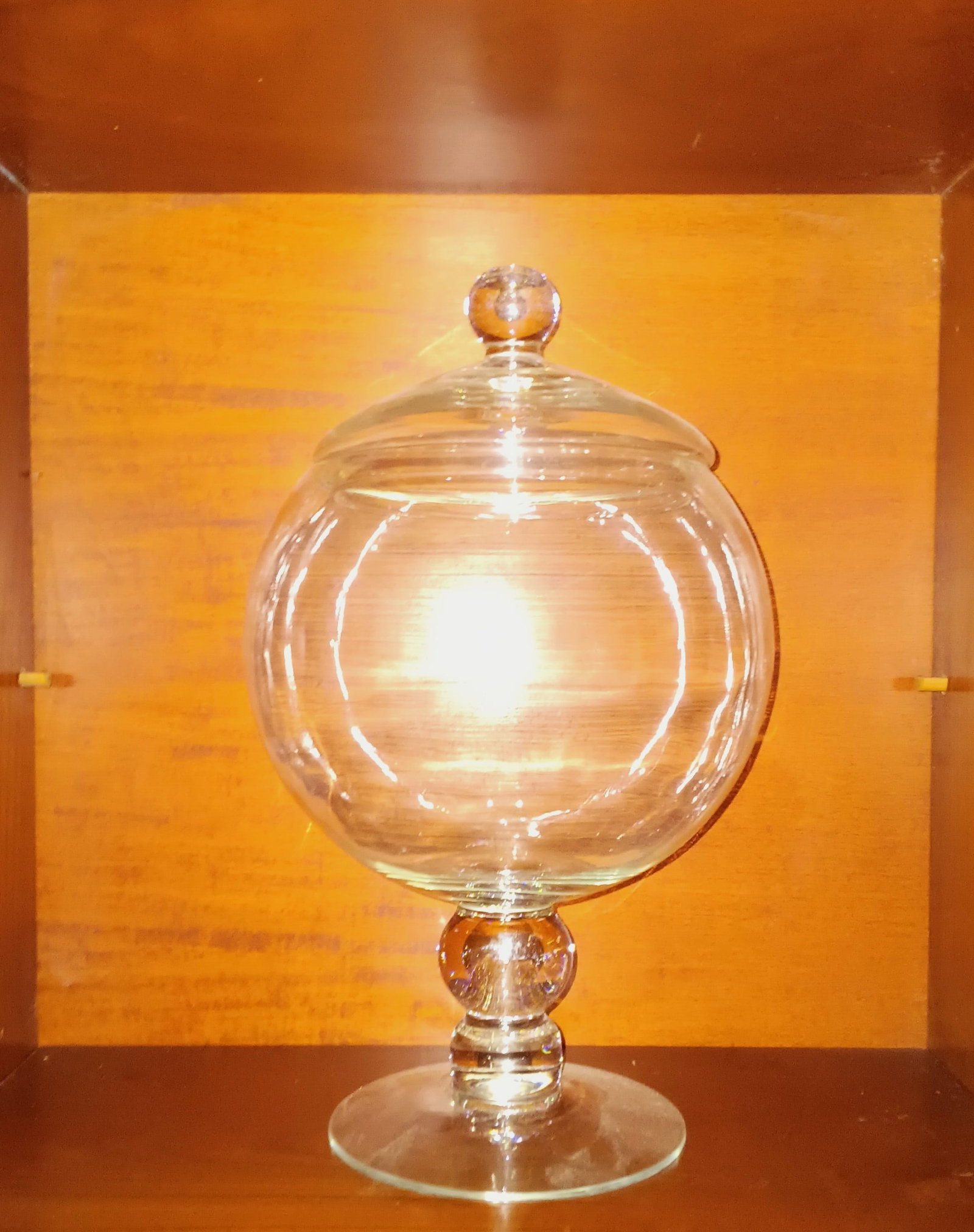 Vintage Hand Made Large Lidded Pedestal Glass Candy Jar (1 of 2)