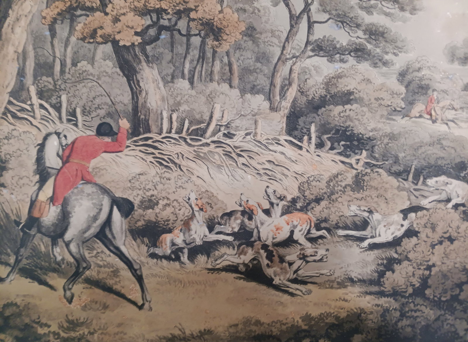 Antique English Fox Hunt Print Published 1802 Haymarket London (1 of 7)
