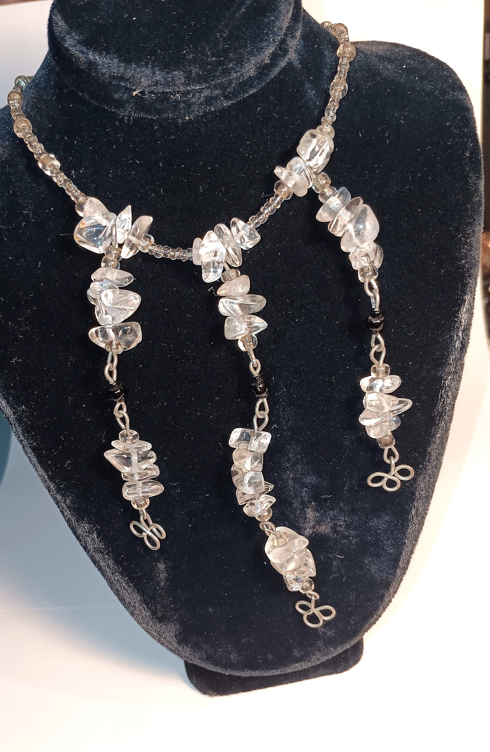 Vintage Tumbled Stone Necklace: Feels like tumbled crystal. 18 1/2 inches.