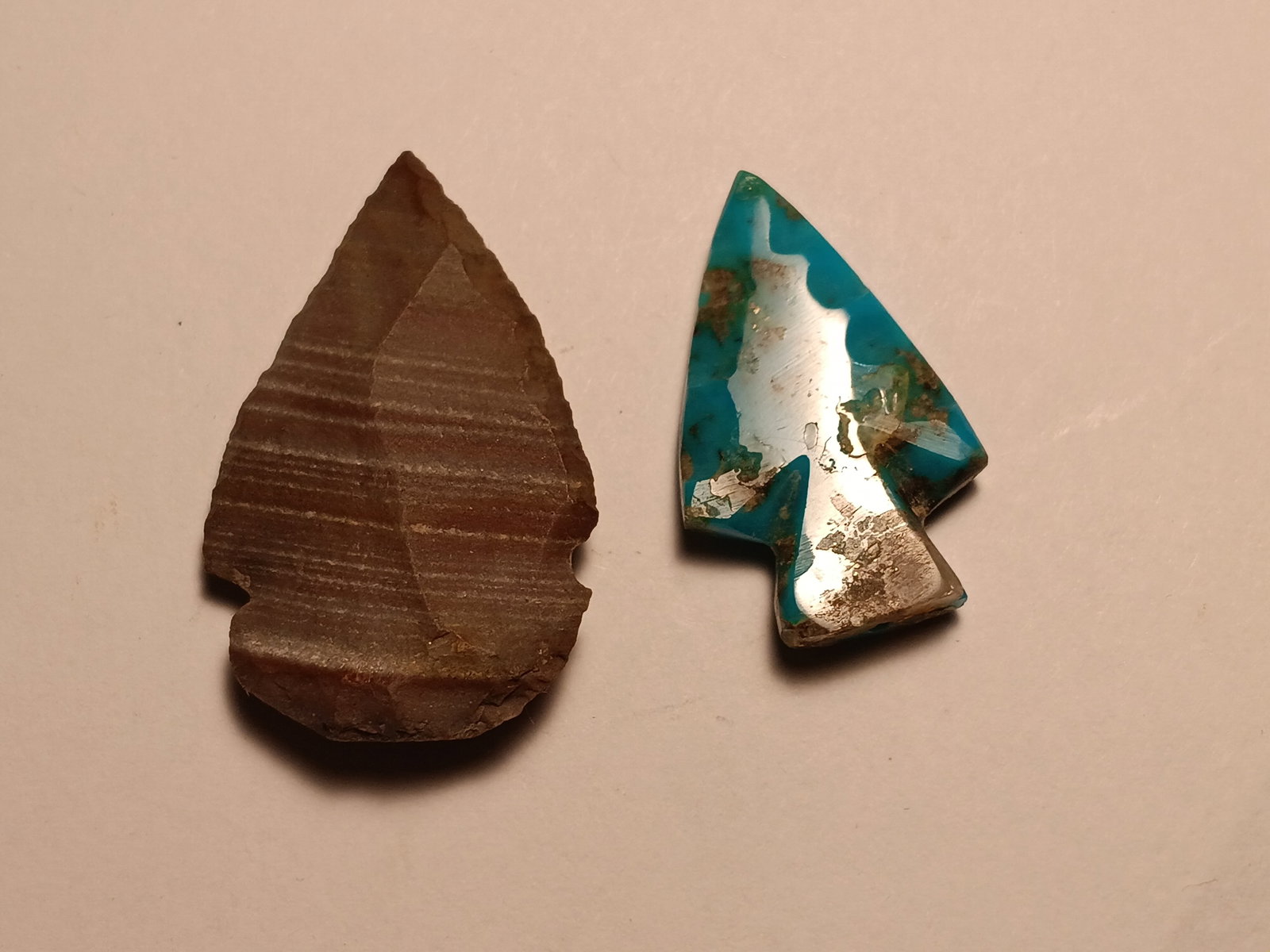 Pair Stone Cut Arrowheads Turquoise (1 of 3)