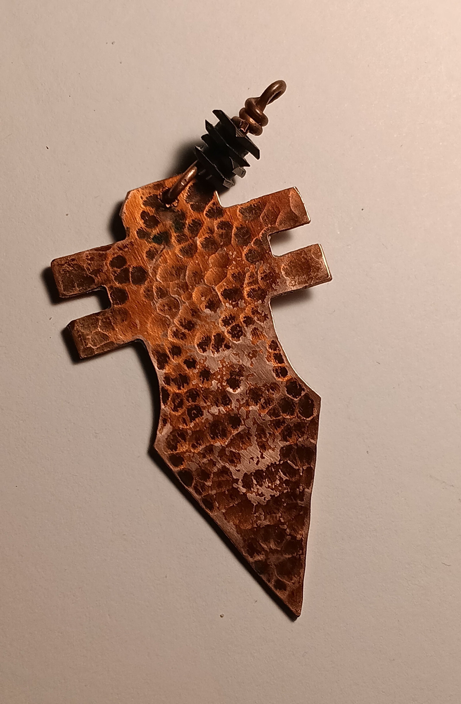 Vintage Hammered Copper Pendant (1 of 2)