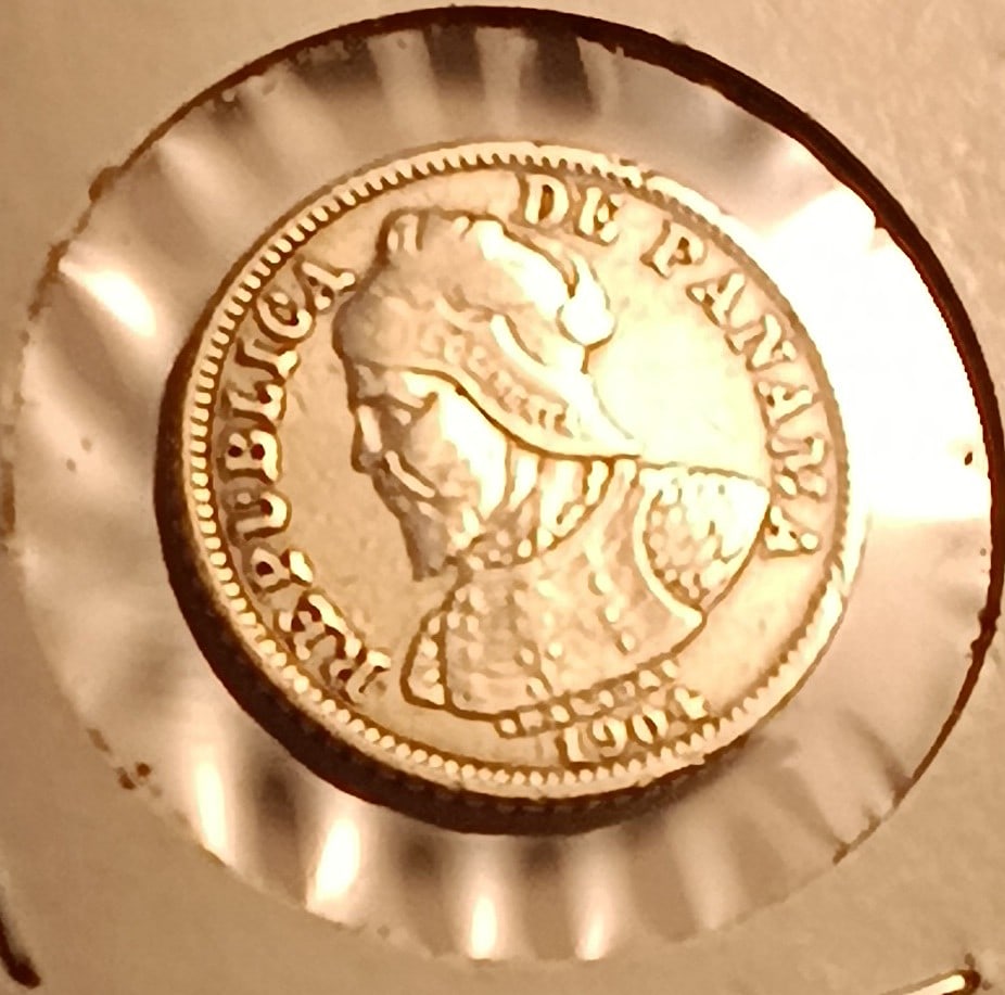 1904 Silver Republica de Panama Balboa Coin: 90% silver.