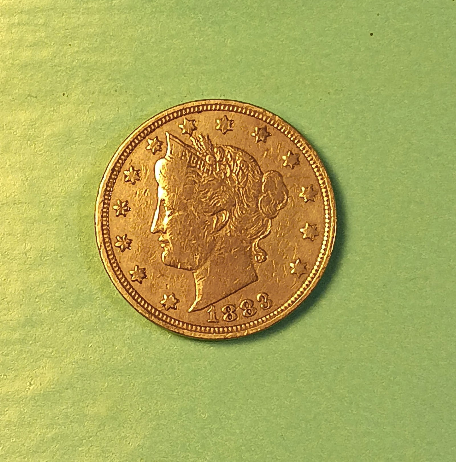 1883 V Nickel: No 'cents' variety.