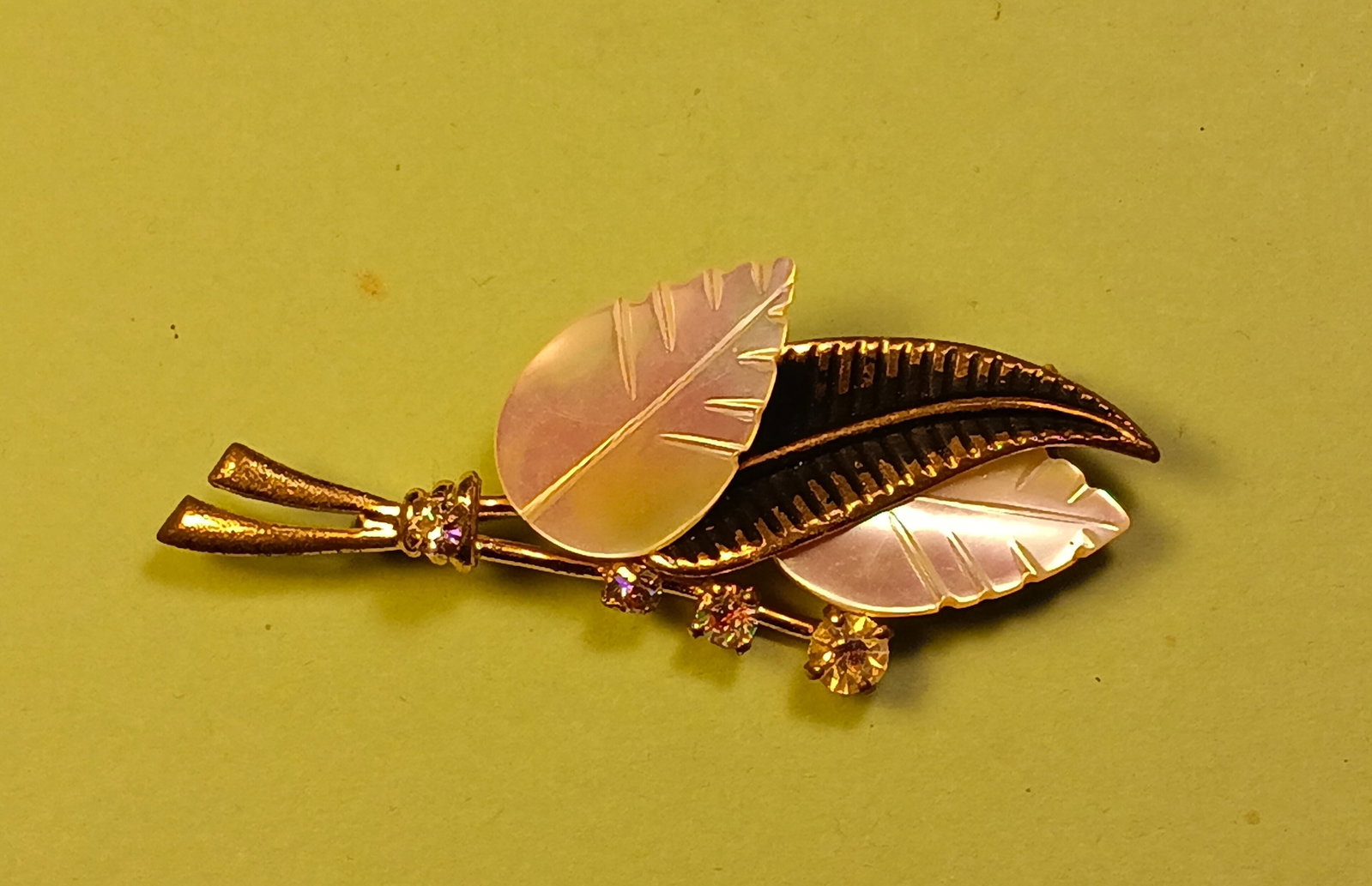 Vintage Floral Motif Carved Mother of Pearl Brooch 2 3/4 inches (1 of 3)