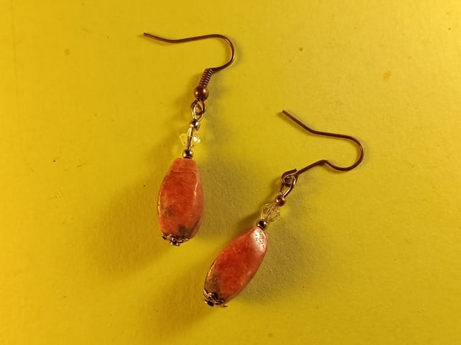 Vintage Rhodonite and Sterling Silver Earrings (1 of 4)