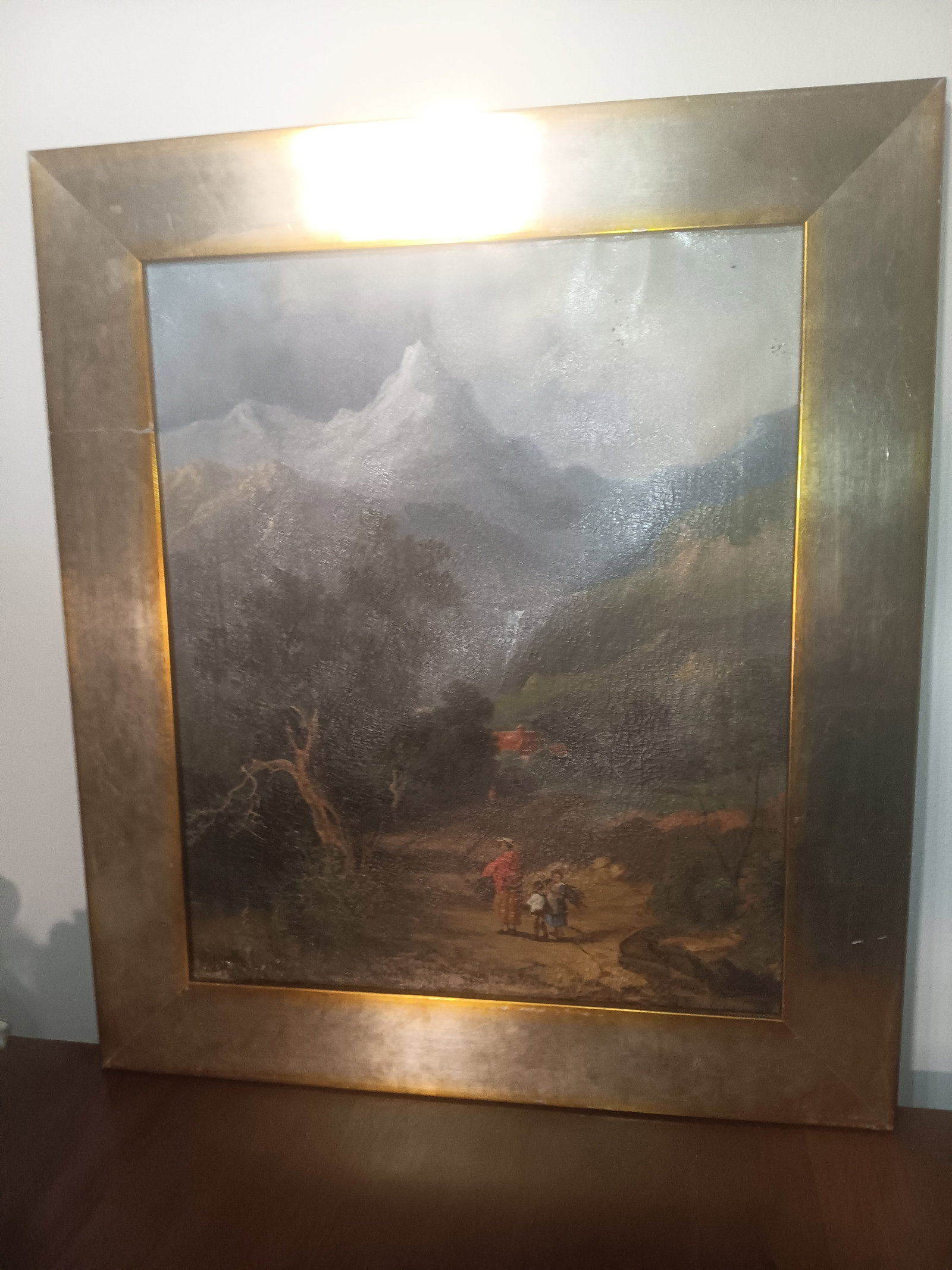 Fine Antique South American Pastoring Painting Andes Chilean Gathering Wood (1 of 10)