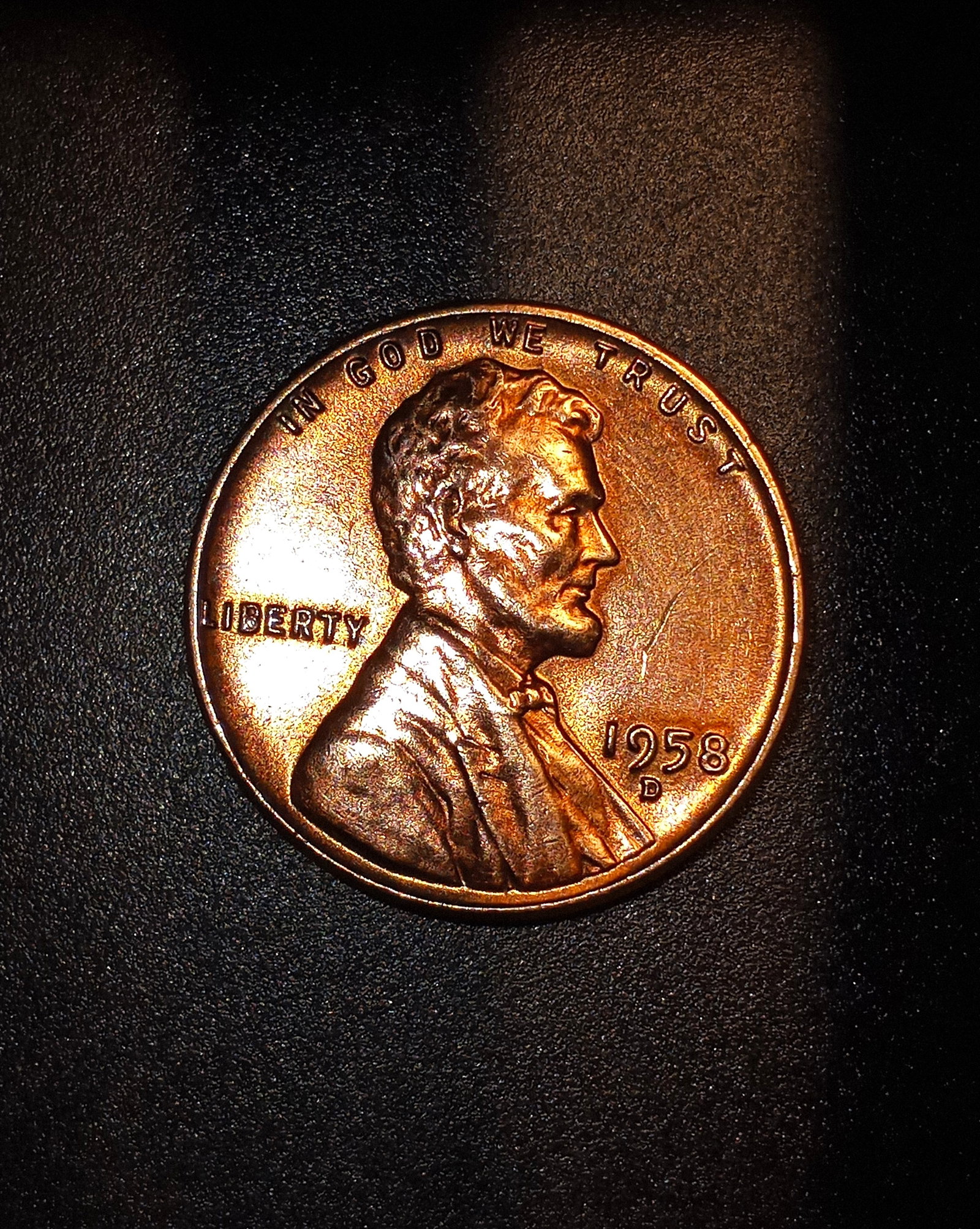 1958 D Lincoln Wheat Penny Blast Red Toning w/ Error (1 of 2)