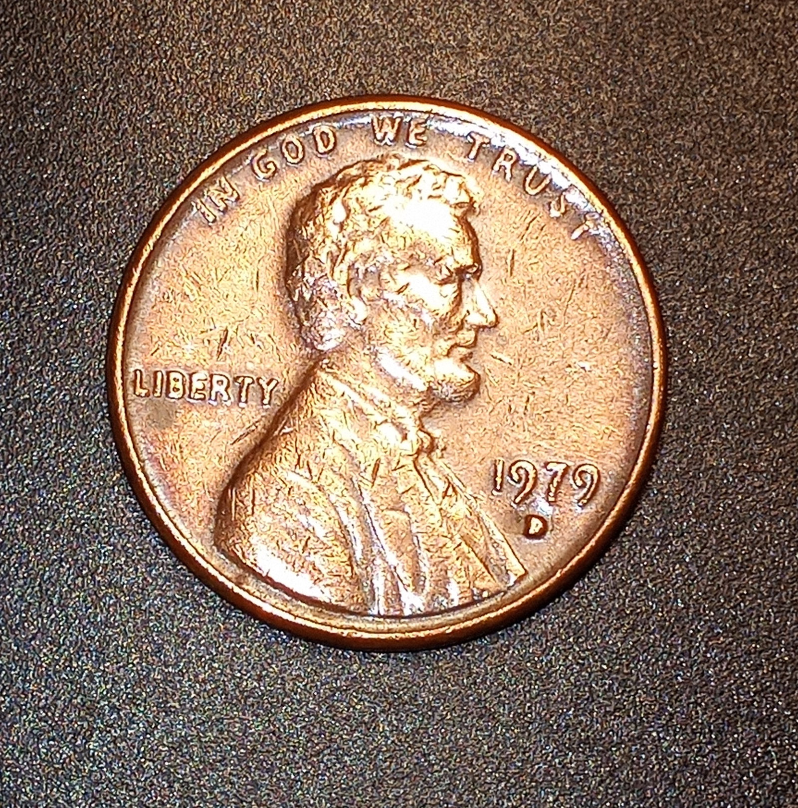 1979 D Lincoln Penny Error Coin 'Doubled D': Could possibly be slag filled. Appears to be double die strike.