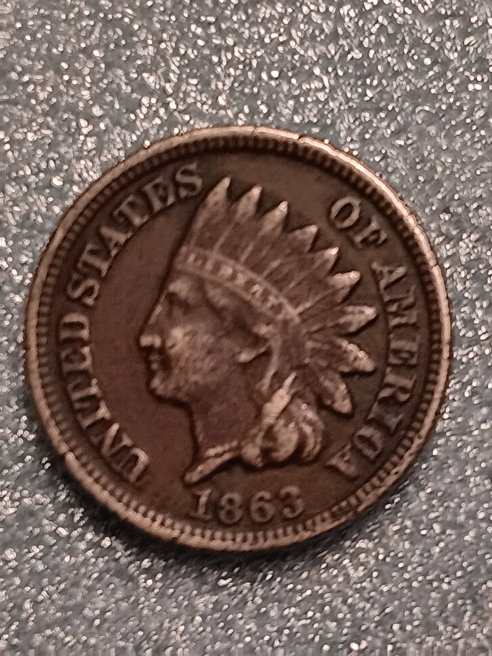1863 Indian Chieftan Head Cent Penny: Ungraded. 45-60.
